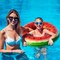 Inflatable Pool Toys Floats for Swimming Pool Party Lake Beach Kids Adults - 4 Pack Floaties Pool Tubes Swim Rings Fruit Water Floaty Watermelon Kiwi Orange Grape